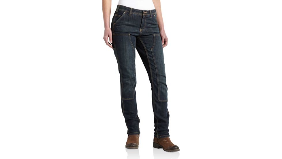 Carhartt SlimFit Double Flame-Resistantont Denim Dungaree for Womens, Timeworn Indigo, 16/Short 100654-485-SHT-16