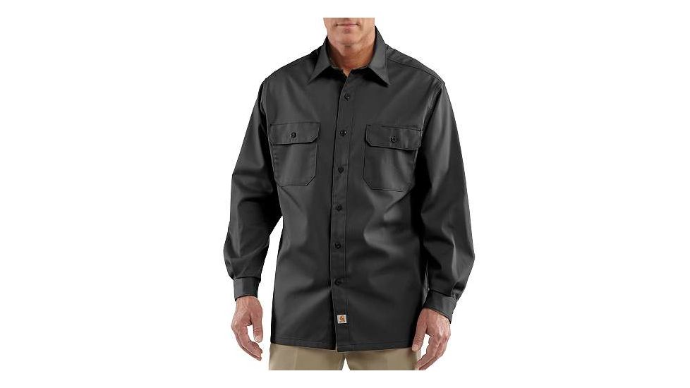 Carhartt Twill Long Sleeve Work Shirt for Mens, Black, Small/Regular S224-BLK-REG-SML