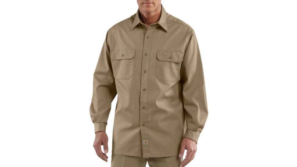 Carhartt Twill Long Sleeve Work Shirt for Mens, Khaki, Medium/Regular S224-KHI-REG-MED