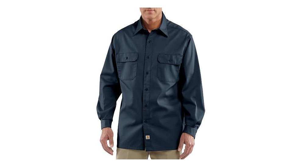 Carhartt Twill Long Sleeve Work Shirt for Mens, Navy, 3XL/Regular S224-NVY-REG-3XL