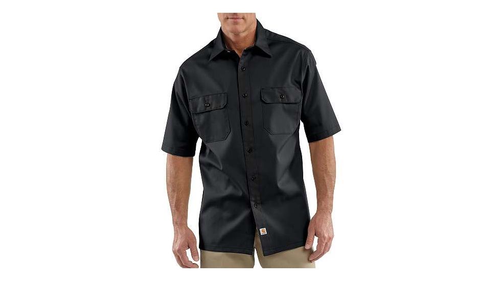 Carhartt Twill Short Sleeve Work Shirt for Mens, Black, Large/Regular S223-BLK-REG-LRG