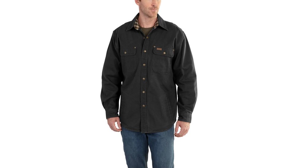 Carhartt Weathered Canvas Shirt Jacket for Mens, Black, Medium/Regular 100590-001-REG-M