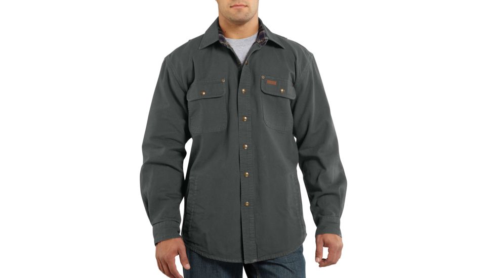 Carhartt Weathered Canvas Shirt Jacket for Mens, Gravel, 2XL/Regular 100590-039-REG-2XL
