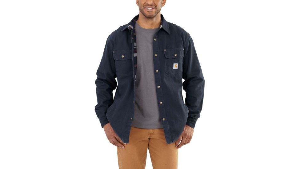 Carhartt Weathered Canvas Shirt Jacket for Mens, Navy, 4XL/Regular 100590-412-REG-4XL