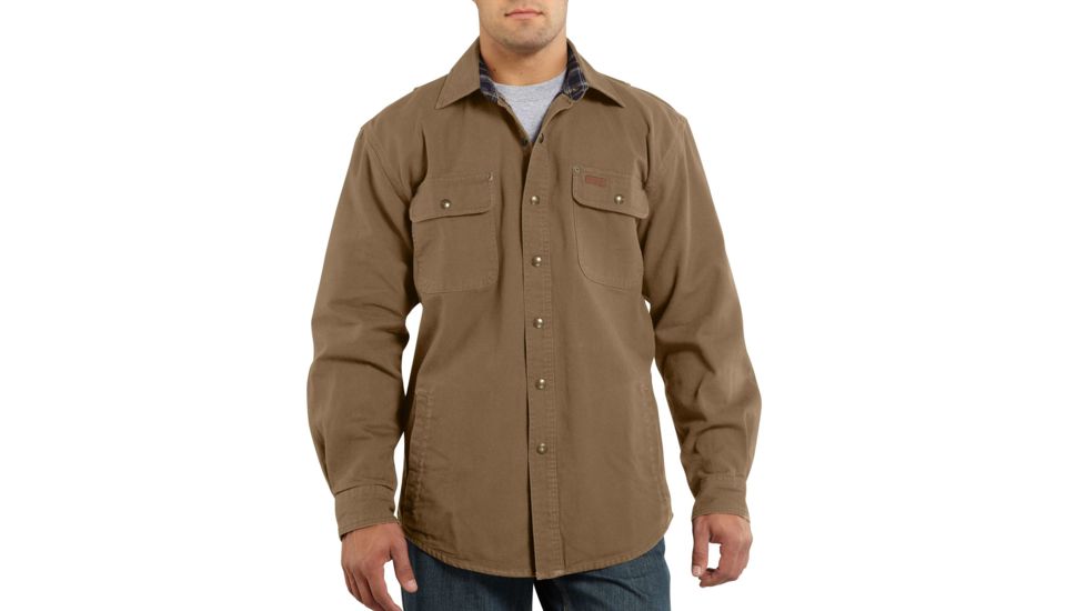 Carhartt Weathered Canvas Shirt Jacket for Mens, Frontier Brown, 2XL/Regular 100590-903-REG-2XL