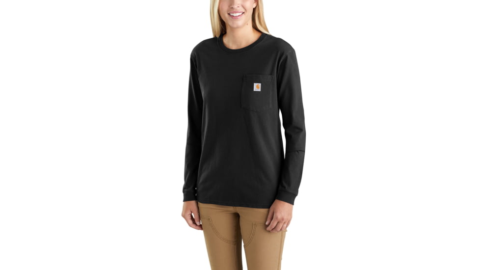 Carhartt Wk126 Workwear Pocket Long Sleeve Tshirt-Womens, Black, XSmall, Regular, 103244-001-REG-XS