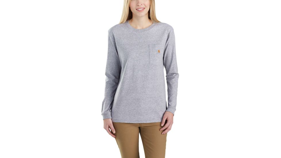 Carhartt Wk126 Workwear Pocket Long Sleeve Tshirt-Womens, Heather Gray, XLarge, Regular, 103244-034-REG-XL