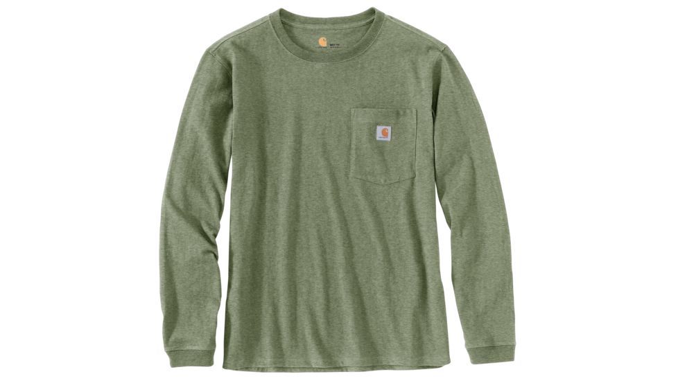 Carhartt Wk126 Workwear Pocket Long Sleeve Tshirt - Womens, Olivine Heather, Extra Small, 103244-G01-REG-XS