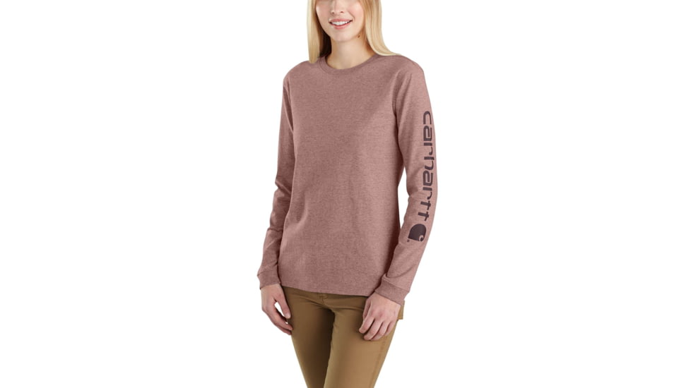 Carhartt WK231 Workwear Slv Logo Long Sleeve TShirt-Womens, Burlwood Heather, XSmall, Regular, 103401-668-REG-XS