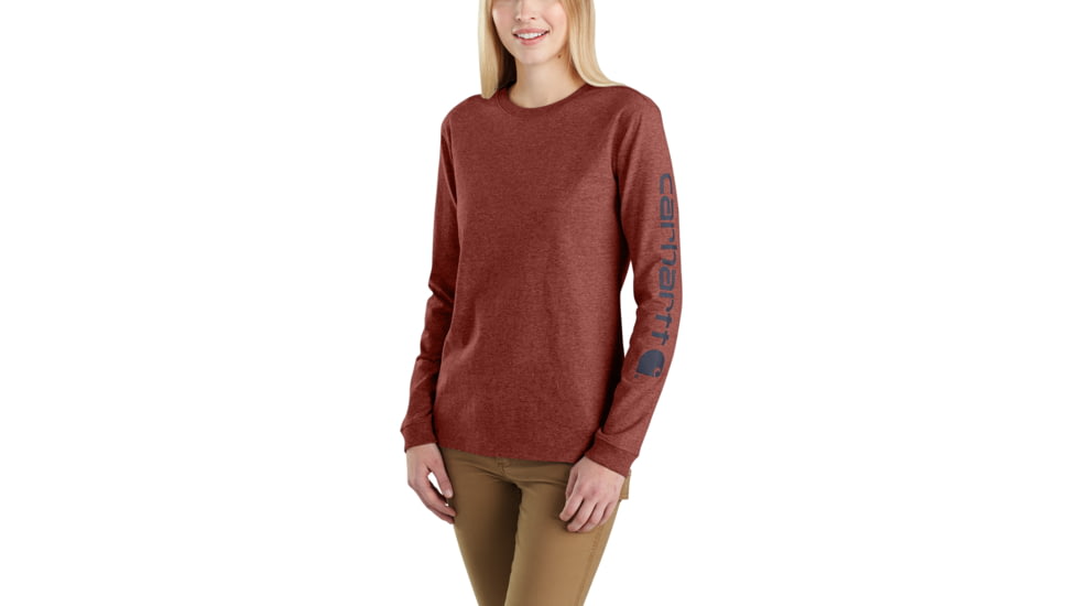 Carhartt WK231 Workwear Slv Logo Long Sleeve Tshirt - Womens, Henna Heather, Small, 103401-R01-REG-S