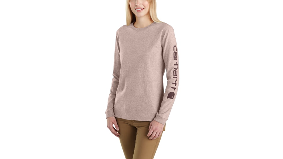 Carhartt WK231 Workwear Slv Logo Long Sleeve Tshirt - Womens, Rose Smoke Heather, Small, 103401-P01-REG-S