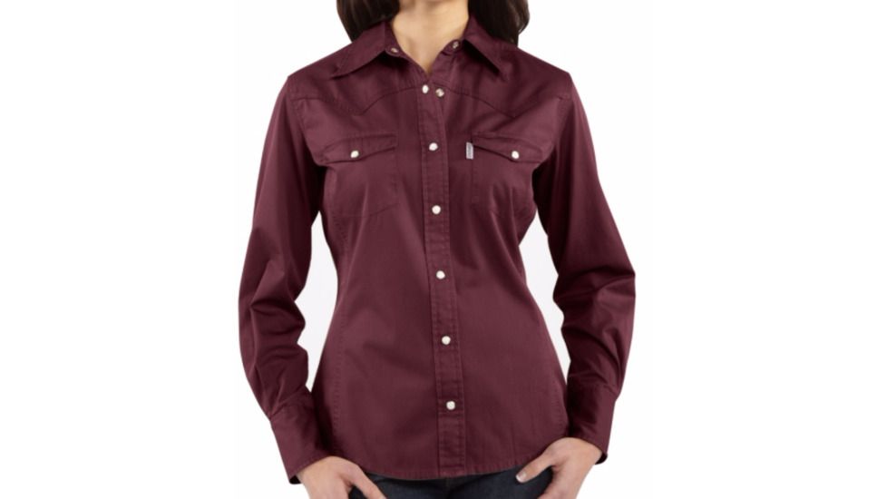 Work Wash Twill Snap Front Shirt - Womens-Port-Medium