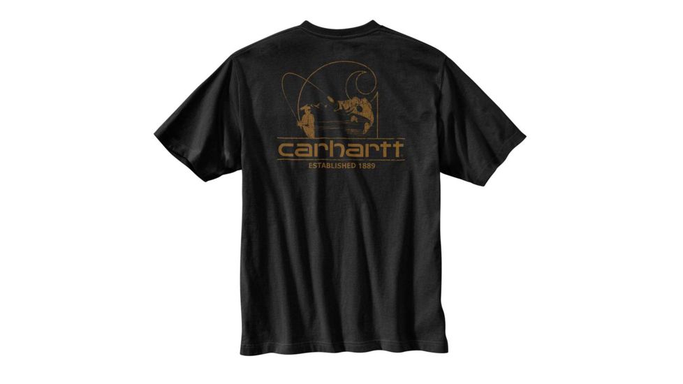 Carhartt Workwear Logo Fish Graphic Pocket Short Sleeve T-Shirt - Mens, Black, Small-Regular, 103561-001-S-REG