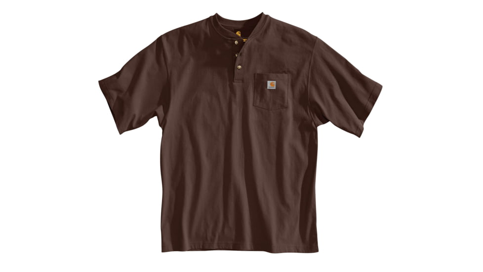 Carhartt Workwear Pkt Short Sleeve Henley MW Jersey Org Fit - Mens, Dark Brown, XXL-REG, K84-DKB-REG-XXL