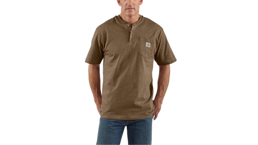 Carhartt Workwear Pkt Short Sleeve Henley MW Jersey Org Fit - Mens, Barrel Heather, XXL-REG K84-219-REG-XXL