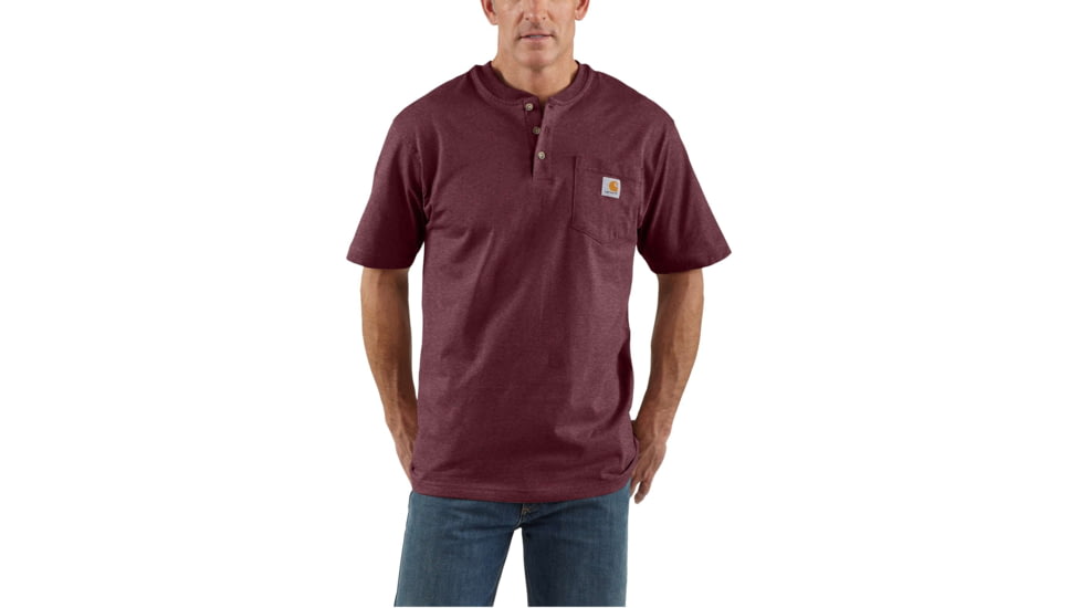 Carhartt Workwear Pkt Short Sleeve Henley MW Jersey Org Fit - Mens, Port Heather, XXL-REG K84-645-REG-XXL