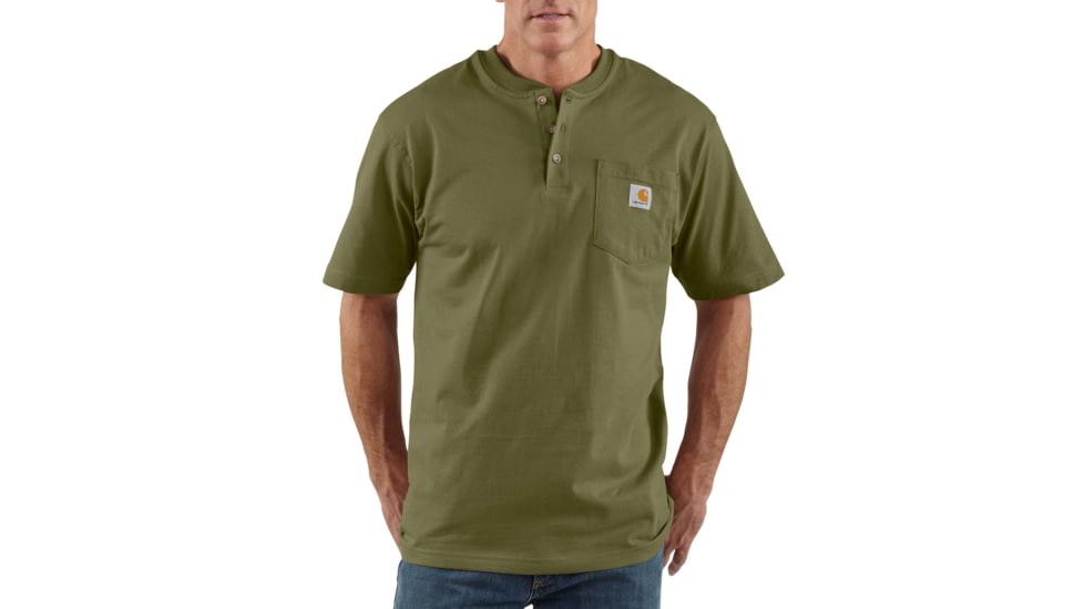 Carhartt Workwear Pkt Short Sleeve Henley MW Jersey Org Fit - Mens, Army Green, XXL-REG K84-ARG-REG-XXL