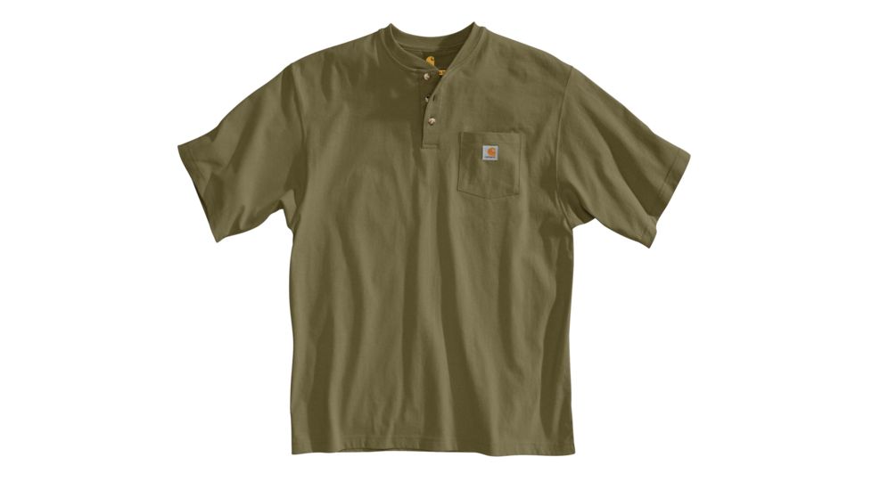 Carhartt Workwear Pkt Short Sleeve Henley MW Jersey Org Fit - Mens, Army Green, XXL-REG K84-ARG-REG-XXL
