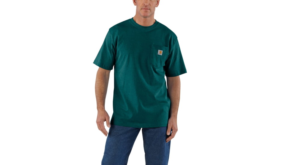 Carhartt Workwear Pkt Short Sleeve Henley MW Jersey Org Fit - Mens, Hunter Green Heather, XXL-REG K87-393-REG-XXL