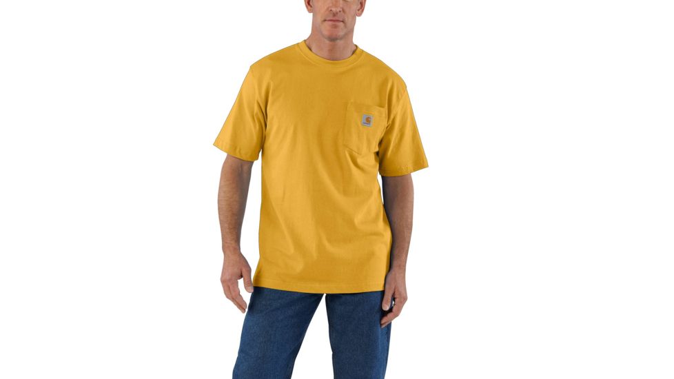 Carhartt Workwear Pkt Short Sleeve Henley MW Jersey Org Fit - Mens, Carhartt Gold Heather, L-TALL K87-704-TLL-LRG