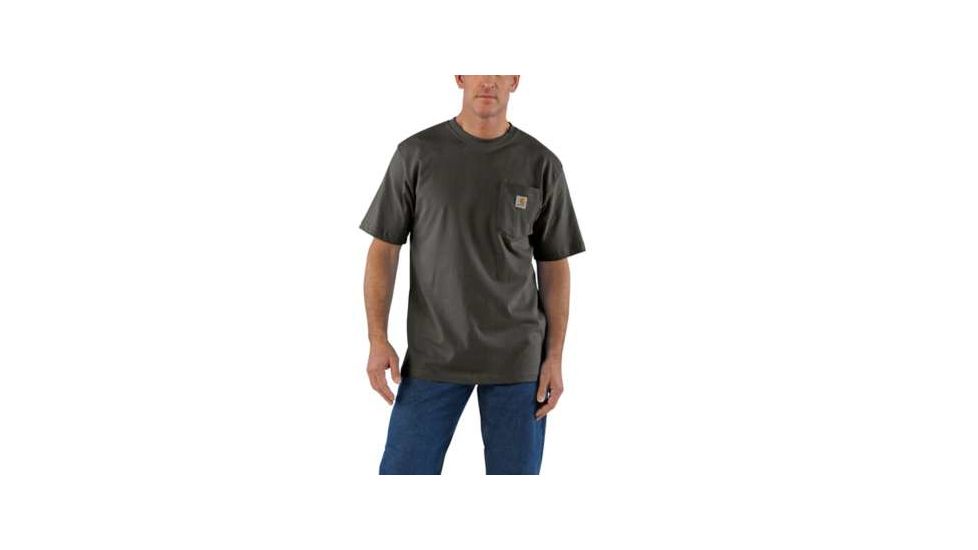 Carhartt Workwear Pkt Short Sleeve Henley MW Jersey Org Fit - Mens, Peat, XXL-REG, K87-306-REG-XXL