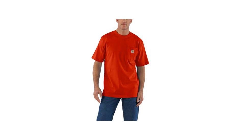 Carhartt Workwear Pkt Short Sleeve Henley MW Jersey Org Fit - Mens, Rustic Orange Heather, XXL-REG, K87-807-REG-XXL