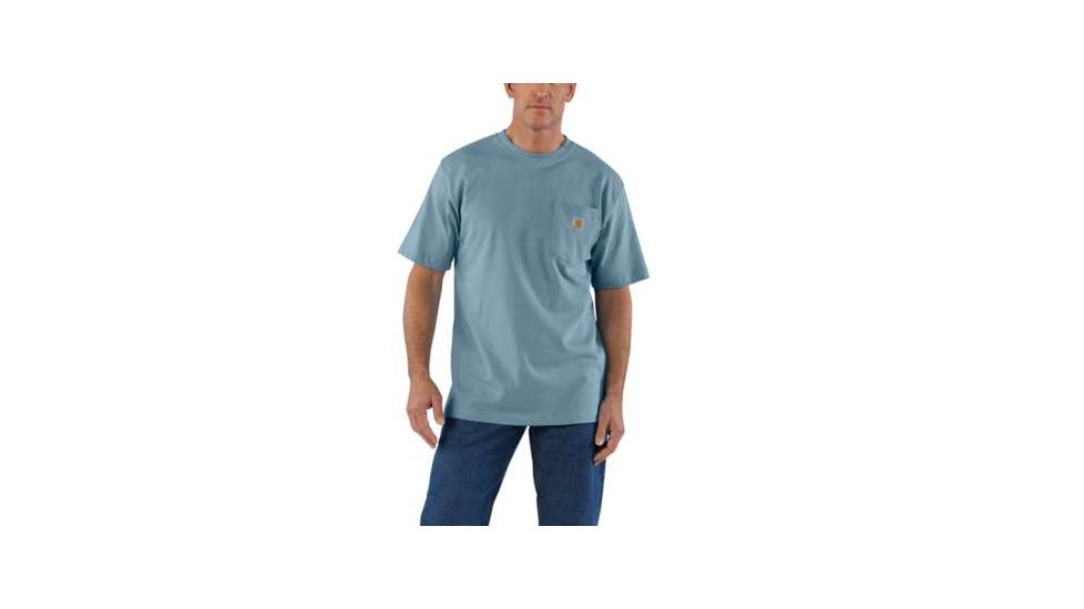 Carhartt Workwear Pkt Short Sleeve Henley MW Jersey Org Fit - Mens, Steel Blue, XXL-REG, K87-437-REG-XXL