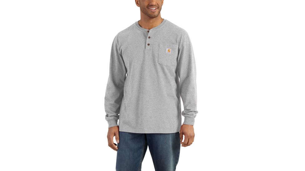 Carhartt Workwear Pocket Long Sleeve Henley for Mens, Heather Gray, Extra Large/Regular K128-HGY-REG-XLG