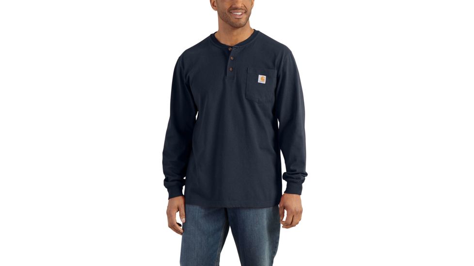 Carhartt Workwear Pocket Long Sleeve Henley for Mens, Navy, Extra Large/Regular K128-NVY-REG-XLG