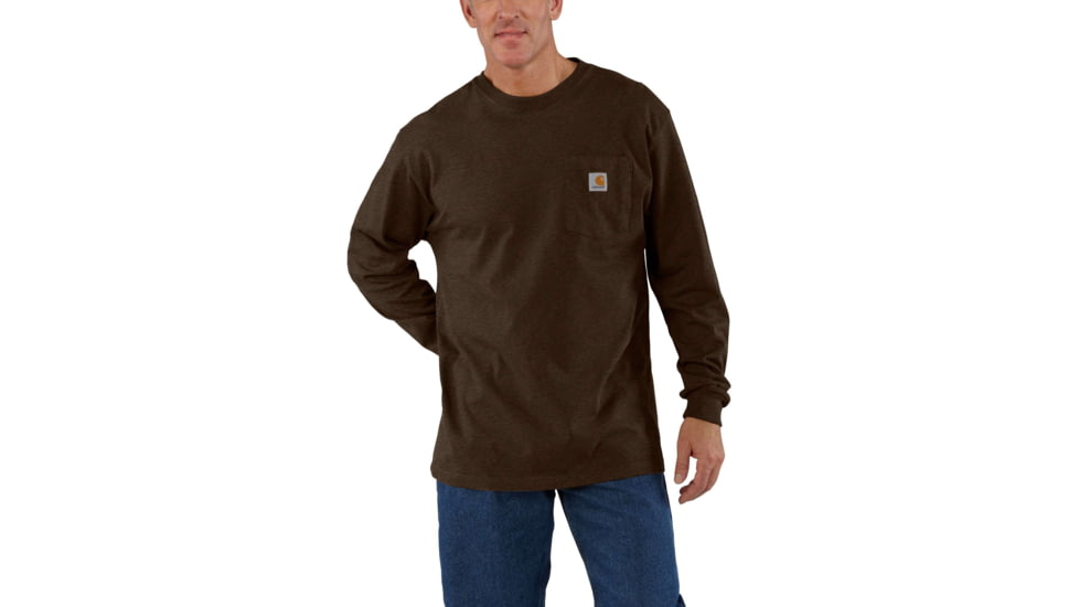 Carhartt Workwear Pocket Long Sleeve T-Shirt for Mens, Dark Coffee Heather, Medium/Regular K126-202-REG-MED