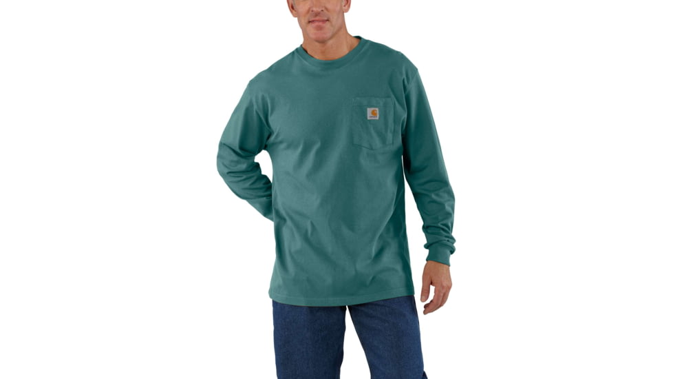 Carhartt Workwear Pocket Long Sleeve T-Shirt for Mens, Blue Green, Small/Regular K126-442-REG-SML