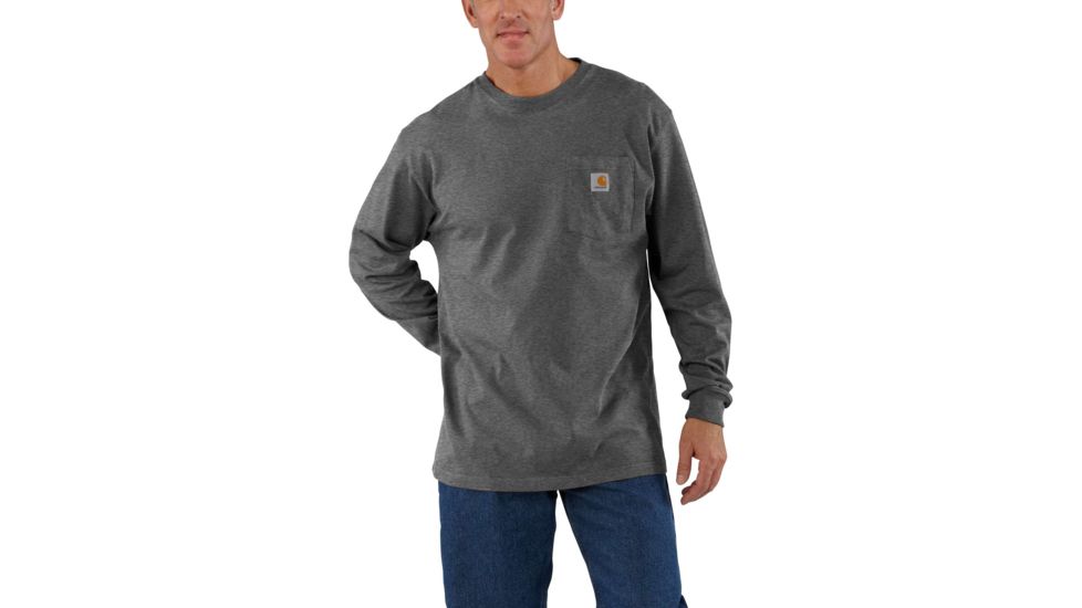 Carhartt Workwear Pocket Long Sleeve T-Shirt for Mens, Carbon Heather, Small/Regular K126-CRH-REG-SML