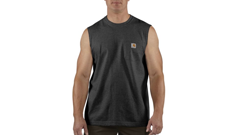 Carhartt Workwear Pocket Sleeveless T-Shirt for Mens, Black, Extra Small/Regular 100374-001-REG-XS