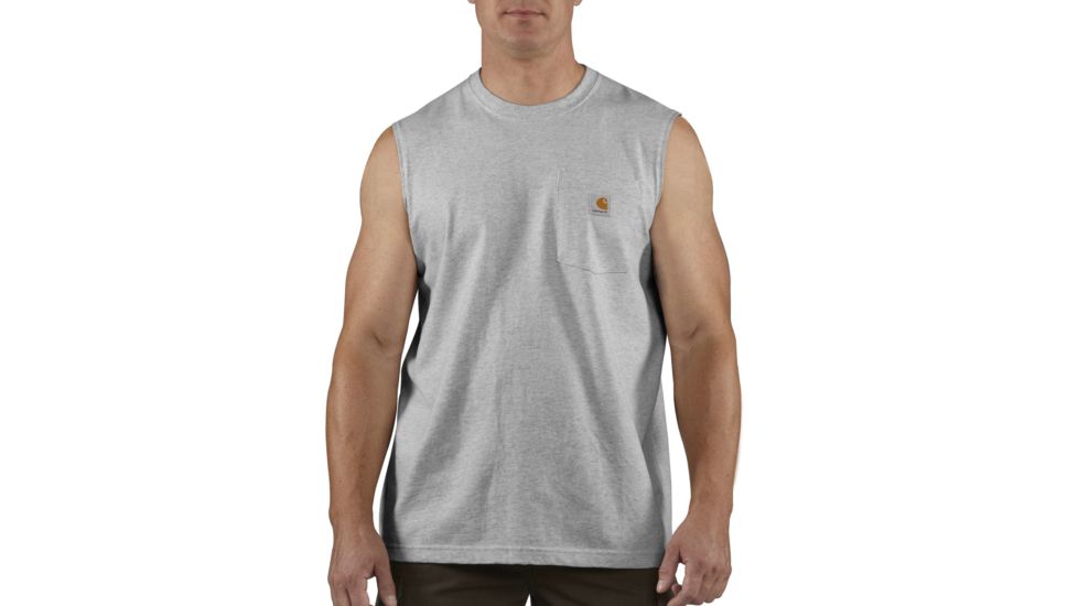 Carhartt Workwear Pocket Sleeveless T-Shirt for Mens, Heather Gray, Large/Regular 100374-034-REG-L