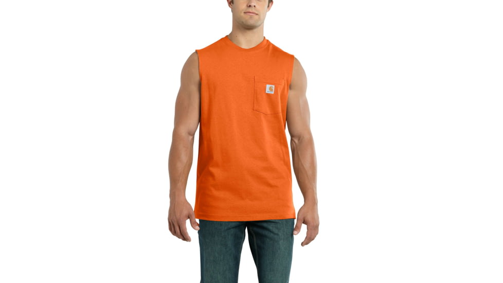 Carhartt Workwear Pocket Sleeveless T-Shirt for Mens, Orange, Medium/Regular 100374-800-REG-M