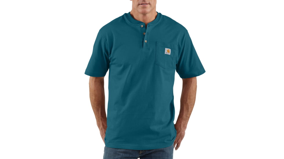 Carhartt Workwear Pocket SS Henley Midweight Jersey Org Fit-Mens, Stream Blue, 4XLarge, Tall, K84-984-TLL-4XL