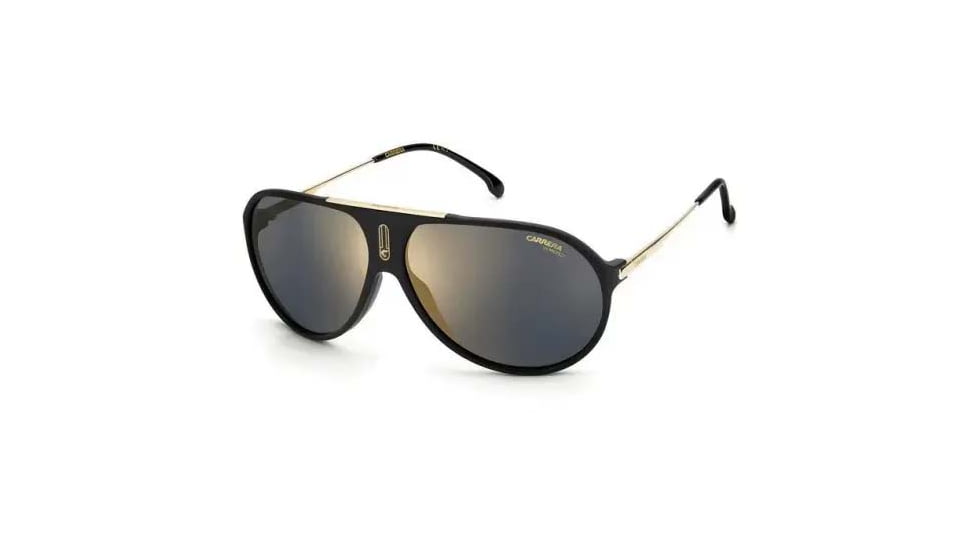 Carrera Hot65 Sunglasses, Black Gold Frame, Grey Gold Mirror Lens, 716736372150