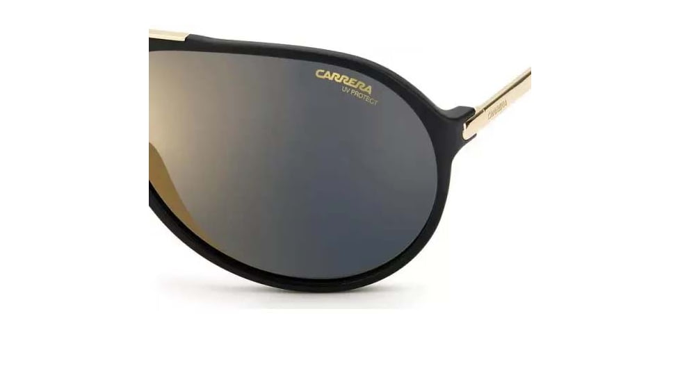 Carrera Hot65 Sunglasses, Black Gold Frame, Grey Gold Mirror Lens, 716736372150