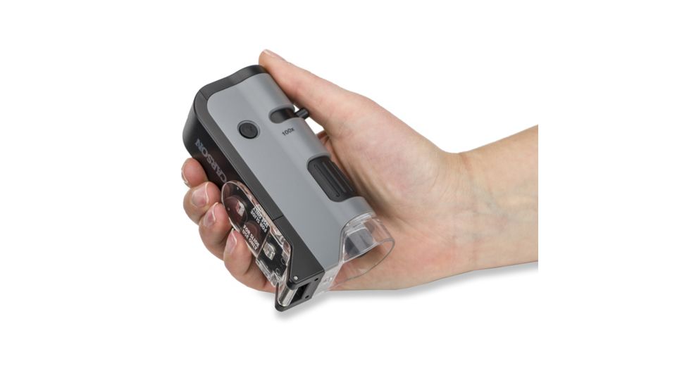 Carson 100x-250x MicroFlip Portable Microscope, w/ Phone Clip, Grey/Black MP-250