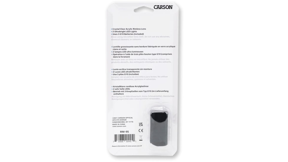 Carson 2x LED Lighted Rimless Magnifier w/ Batteries and Case RM-95