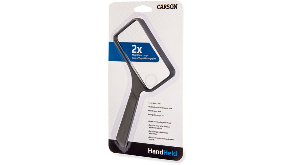 Carson 2x Rectangular Handheld Magnifier w/4.5x Spot Lens, Black, Small, SV-XP
