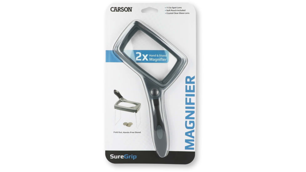 Carson 2x Soft-Grip Glass Magnifier with 11.5x Spot Lens and Stand