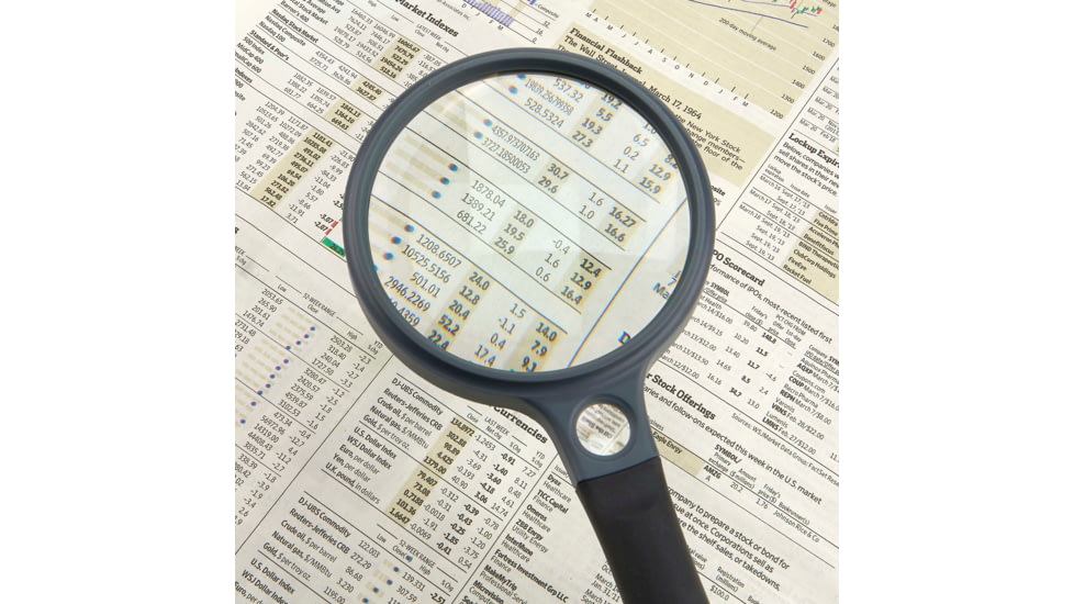 Carson 3.5in Soft-Grip Glass Magnifier, 2x with 11.5x Spot Lens and Case