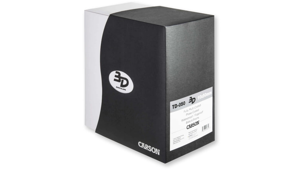 Carson 3D 10x50 Full Size Waterproof Roof BaK4 Prism Hunting Binoculars, Matte TD-050