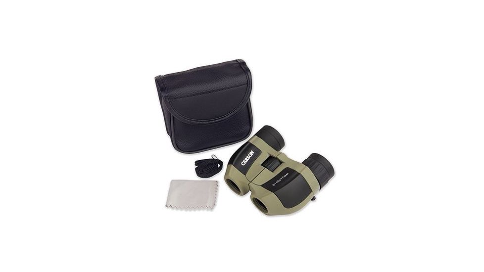 Carson 5-15x17mm MiniZoom Binoculars, Gray/Black, MZ-517