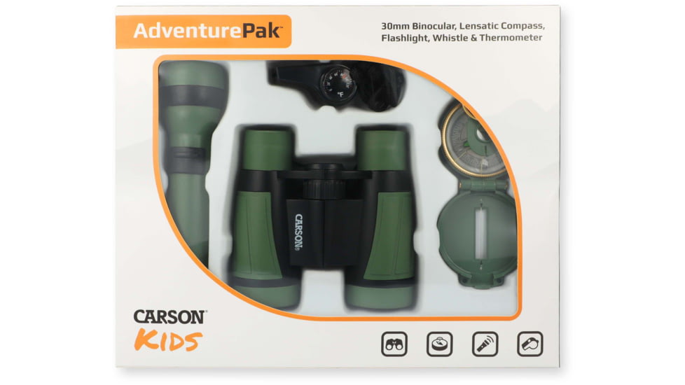 Carson Adventure Pak Binoculars, 5x30mm, Roof Prism, Matte Green, HU-401