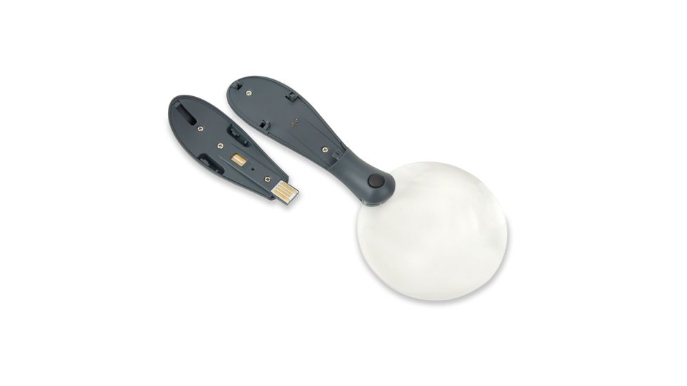 Carson ChargeIt LED Lighted Magnifier, Grey, 3.4 x 1.2 x 7.9 Inches, UM-90