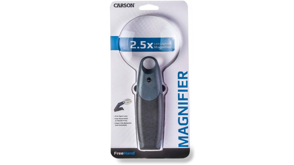 Carson FreeHand 2.5x Lighted Magnifier with 5x Spot Lens, FH-25