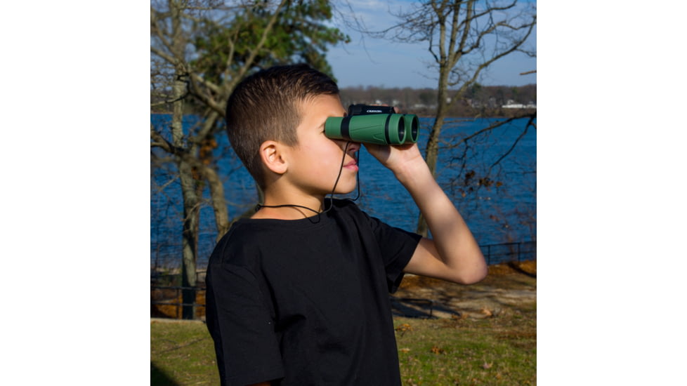 Carson Hawk 5x30mm Roof Prism Ultra Deluxe Kid's Binoculars, Matte, Green, HU-530