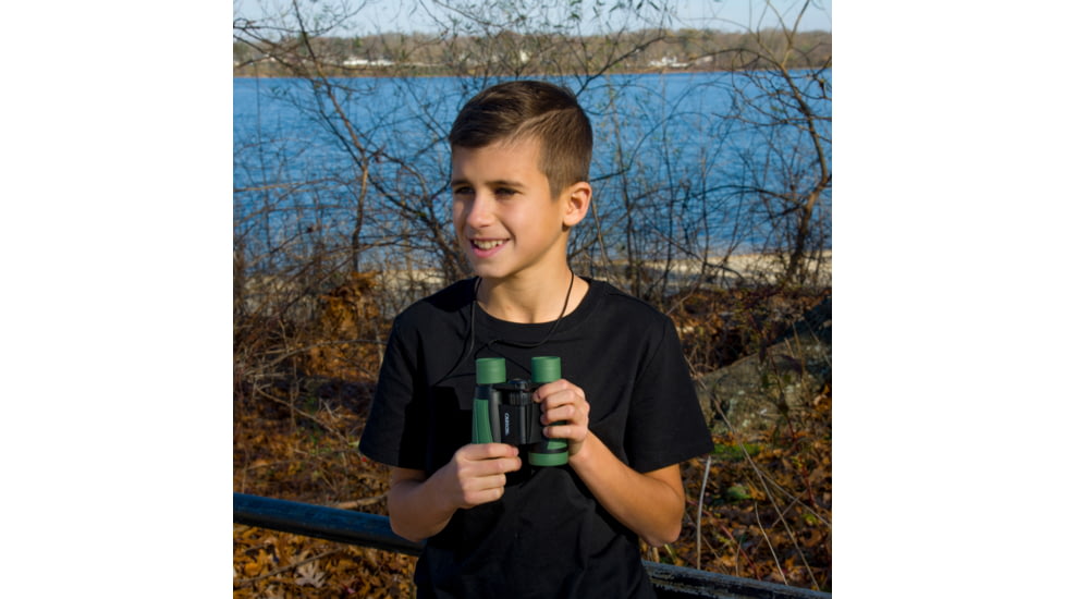 Carson Hawk 5x30mm Roof Prism Ultra Deluxe Kid's Binoculars, Matte, Green, HU-530